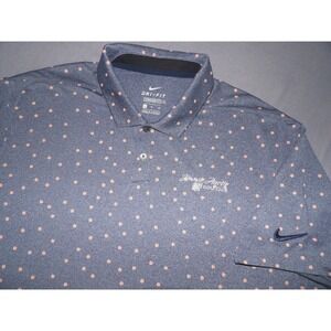 Nike Dri-Fit Short Sleeved Blue Floral Stretch Polo Golf Shirt Men's XL